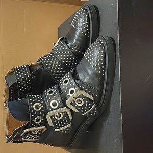 Black Leather Silver Studded Zara Boots